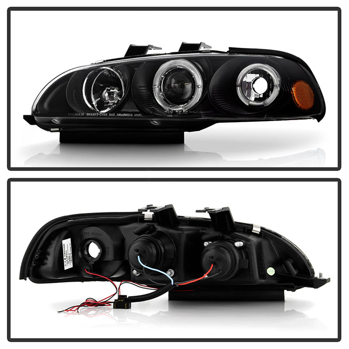 FR SPORT Spyder Honda Civic 92-95 2/3DR 1PC Projector LED Halo Amber Reflctr Blk...