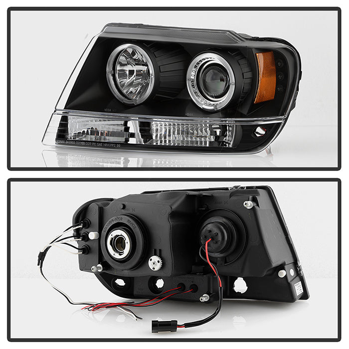 FR SPORT Spyder Jeep Grand Cherokee 99-04 Projector Headlights LED Halo LED Blk -...