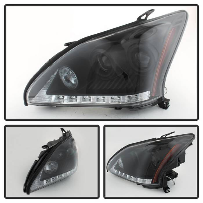 Spyder Lexus RX330 2004-2006 Projector Headlights Halogen Model- DRL LED Blk PRO-YD-LRX35004-DRL-BK 5076779