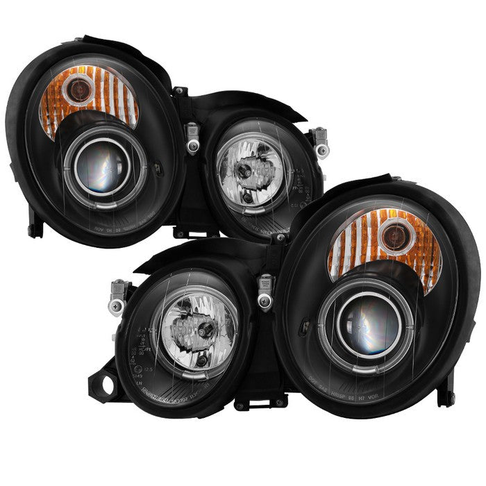 FR SPORT Spyder Mercedes Benz CLK 98-02 Projector Headlights Halogen Model- LED Halo Blk...