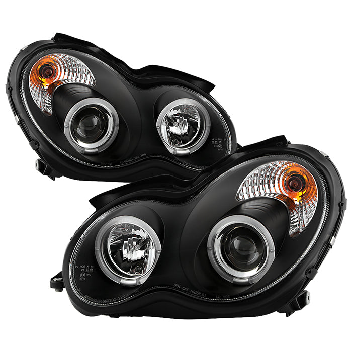 Spyder Mercedes Benz C-Class 01-05 4 DrProjector Headlights Halogen LED Halo Blk PRO-YD-MBW203-HL-BK 5011251