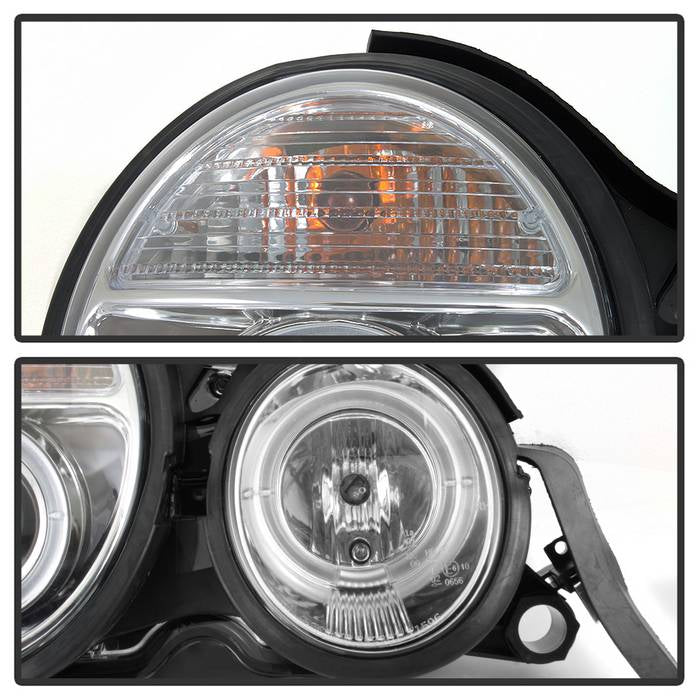 Spyder Mercedes Benz E-Class 95-99 Projector Headlights LED Halo Chrm PRO-YD-MBW21095-HL-C 5011282
