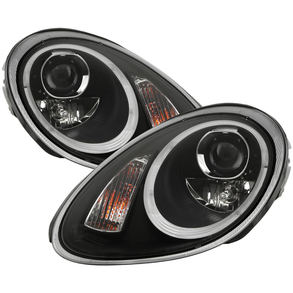 Spyder Porsche Cayman 05-08 Headlights - Halogen Model Only - DRL LED - Black PRO-YD-P98705-DRL-BK 5083197