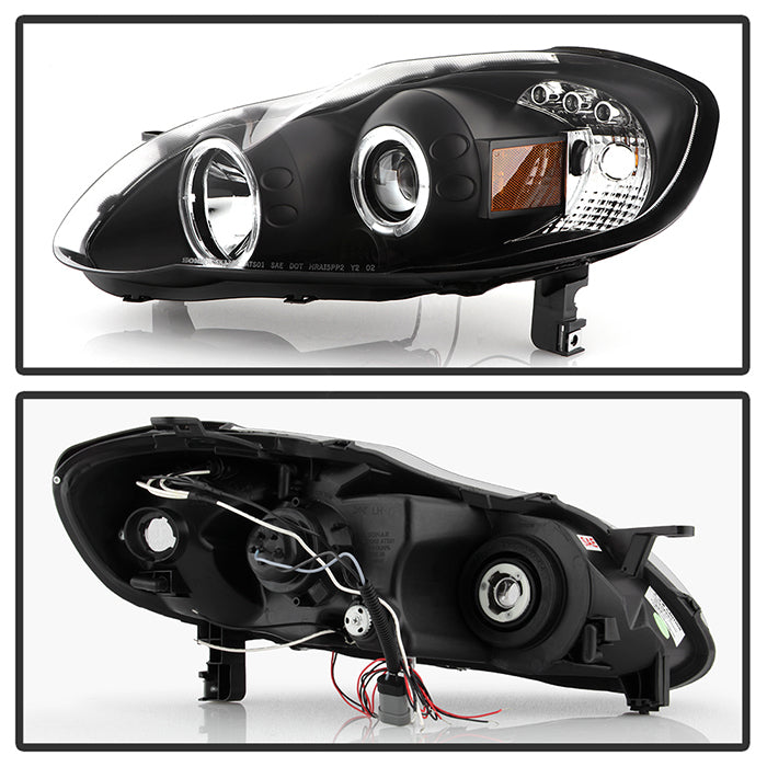 Spyder Projector Headlights | Toyota Corolla 2003-2008 | LED Halo, Black