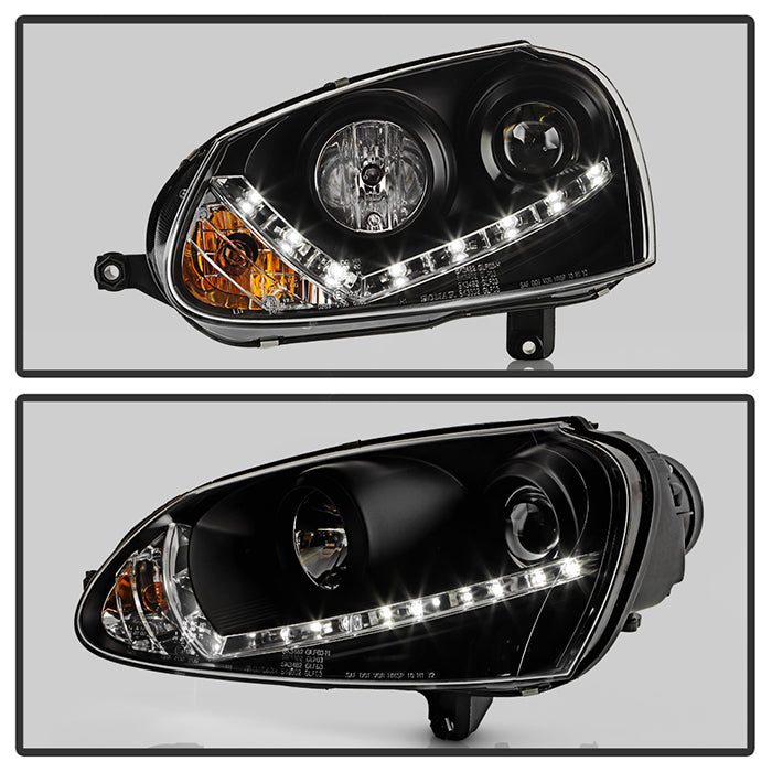 Spyder Volkswagen GTI 06-09/Jetta 06-09 Halogen Model Only - DRL Black PRO-YD-VG06-DRL-BK 5017505