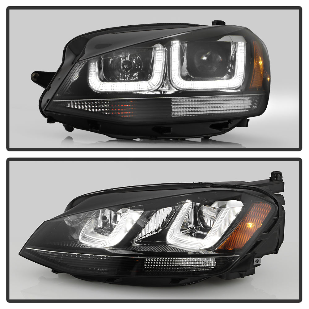 Spyder Volkswagen Golf VII 14-16 Projector Headlights DRL LED Blk Stripe Blk PRO-YD-VG15-BLK-DRL-BK 5080578