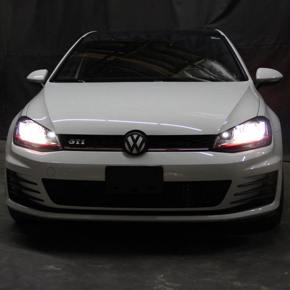 Spyder Volkswagen Golf VII 14-16 Projector Headlights DRL LED Red Stripe Blk PRO-YD-VG15-RED-DRL-BK 5080592