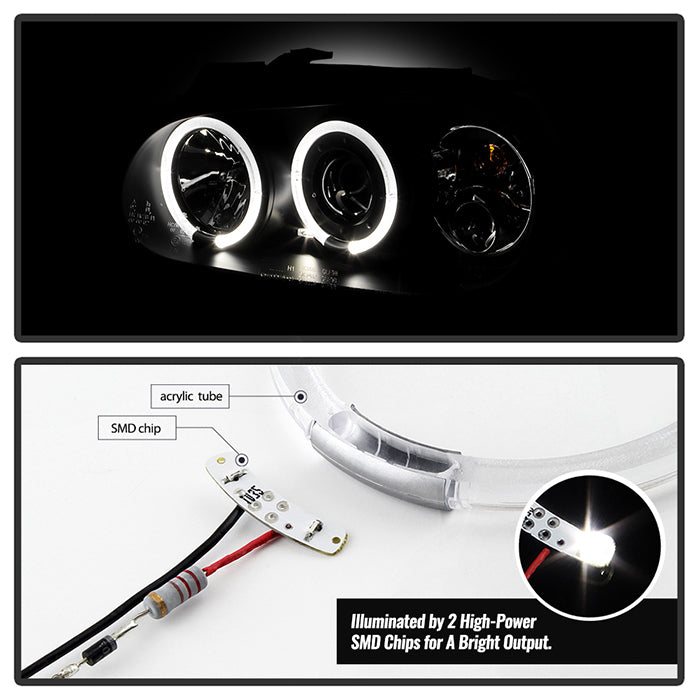 FR SPORT Spyder Volkswagen Golf IV 99-05 Projector Headlights LED Halo Black High H1 Low H1...
