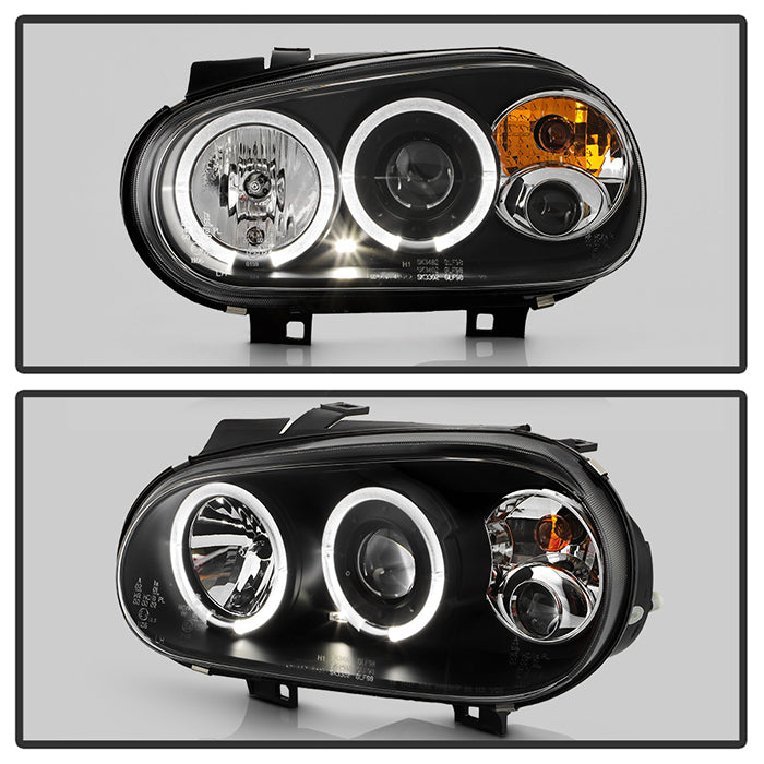 FR SPORT Spyder Volkswagen Golf IV 99-05 Projector Headlights LED Halo Black High H1 Low H1...