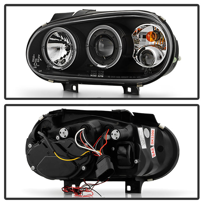 FR SPORT Spyder Volkswagen Golf IV 99-05 Projector Headlights LED Halo Black High H1 Low H1...