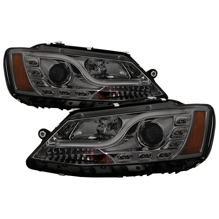 FR SPORT Spyder Volkswagen Jetta 11-14 Projector Headlights Halogen Light Tube DRL Smke...