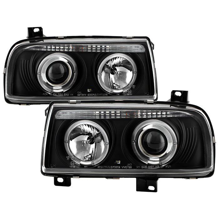 FR SPORT Spyder Volkswagen Jetta III 93-98 Projector Headlights LED Halo Blk High H1 Low H1...