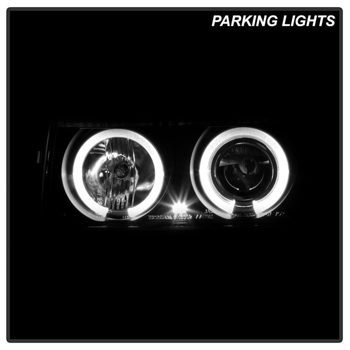 FR SPORT Spyder Volkswagen Jetta III 93-98 Projector Headlights LED Halo Blk High H1 Low H1...