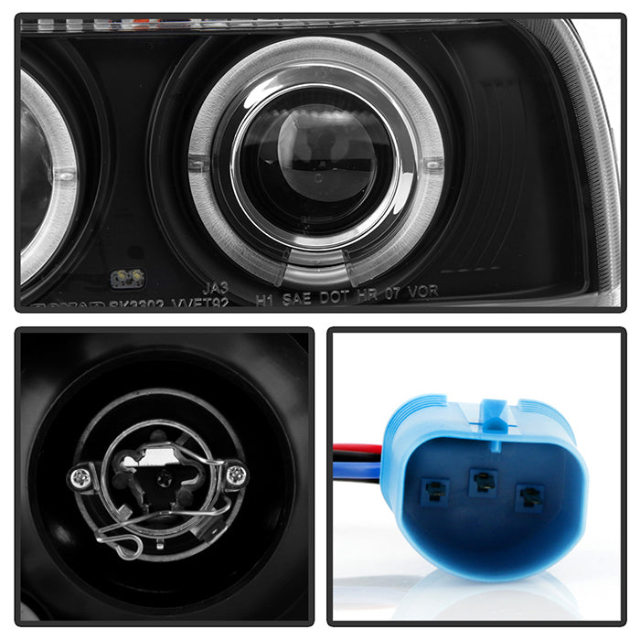 FR SPORT Spyder Volkswagen Jetta III 93-98 Projector Headlights LED Halo Blk High H1 Low H1...