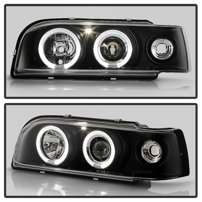 FR SPORT Spyder Volvo 850 93-97 Projector Headlights LED Halo Black High H1 Low H1...