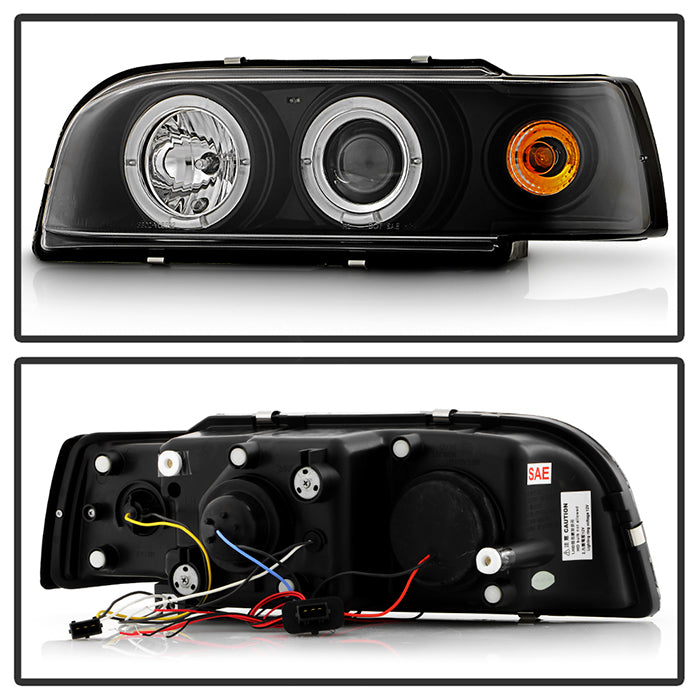 FR SPORT Spyder Volvo 850 93-97 Projector Headlights LED Halo Black High H1 Low H1...