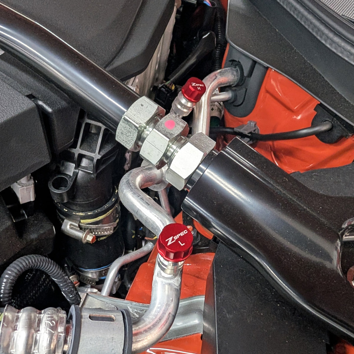 ZSPEC Billet AC Dress Up Caps Set, High & Low, for R-1234YF Systems