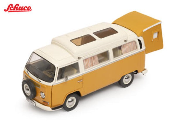 Schuco 1970 Volkswagen T2a Van Camping Bus (with tent) Amescador Yellow 1:18