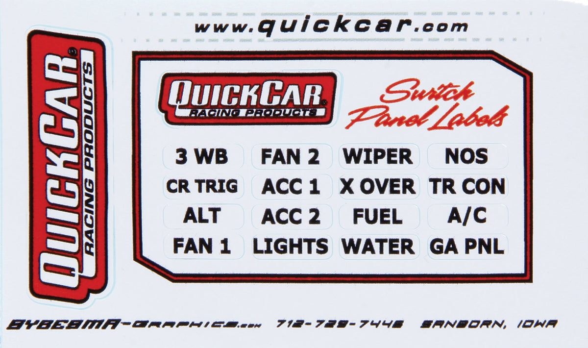 Switch Panel Stickers Large Ignition Panels - 50003
