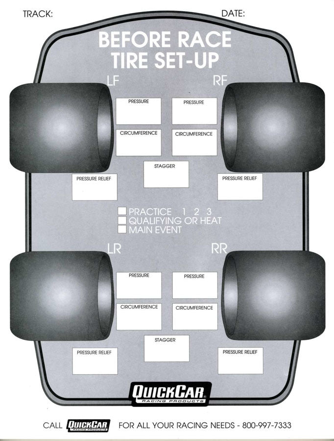 Before Race Tire Set-Up Forms (50 PK) - 51210