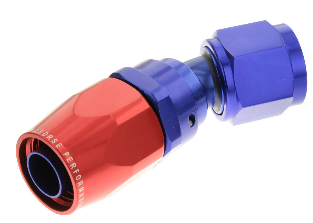 4an 30-Deg Hose End Double Swivel Red/Blue - 1030041
