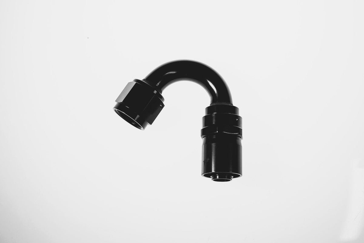 6AN 150Deg Crimp Hose End Black - 7152062