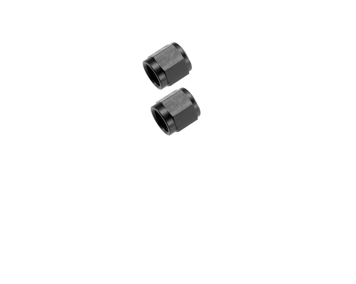 8AN Aluminum Tube Nut 1/2in Hard Line 2pcs BLK - 818082