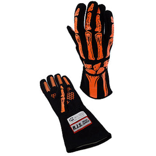 Single Layer Orange Skeleton Gloves Medium - 600090141