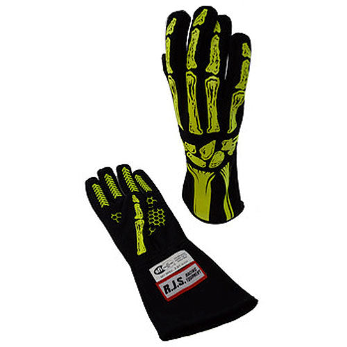 Single Layer Yellow Skeleton Gloves X-Large - 600090151