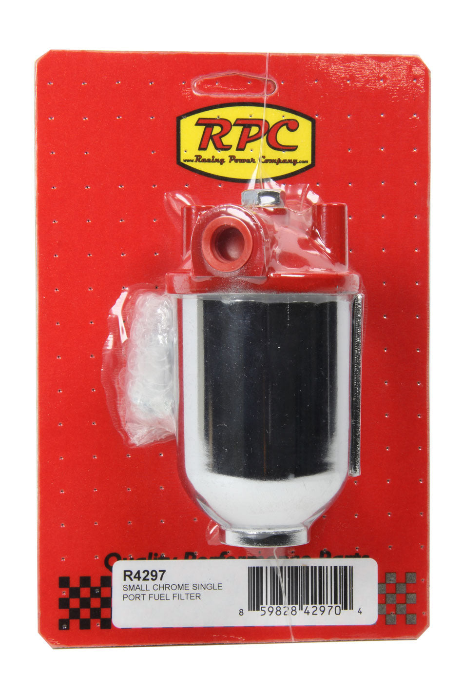 Small Chrome Single Por t Fuel Filter - R4297