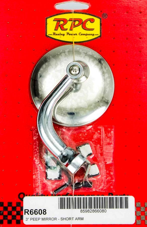 Chrome Steel Peep Mirror w/Short Arm 3in - R6608