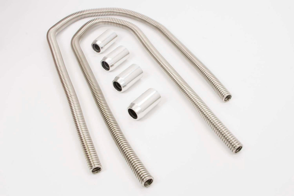 2-44in Stainless Heater Hose Kit w/Chrome Ends - R7314