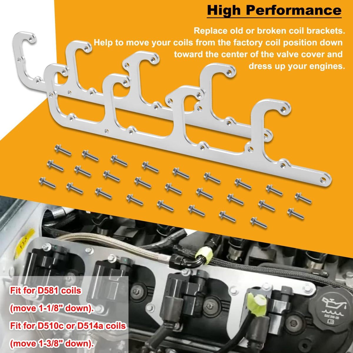 Bull Boost Performance 5.3L LS Square Coil Brackets Valve Cover For D581 D514A D510C 12558693 LSX...