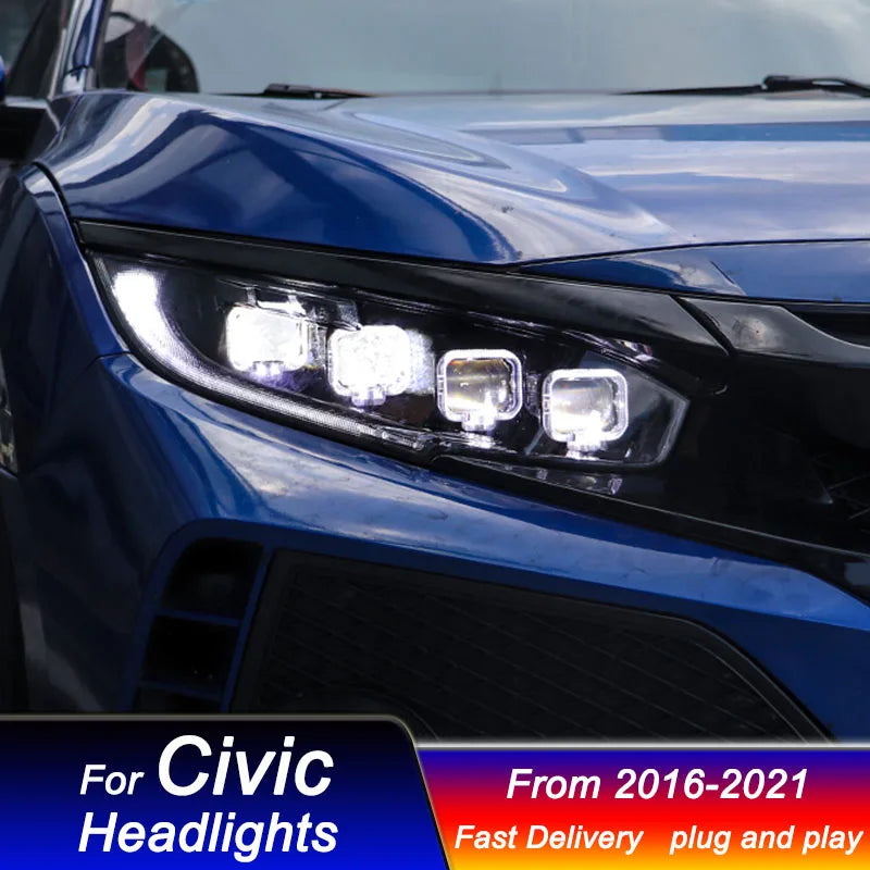 Rapid Vehicles Car Led Headlights For Honda CIVIC 2016-2021 Bugatti style full LED Head Lamp...