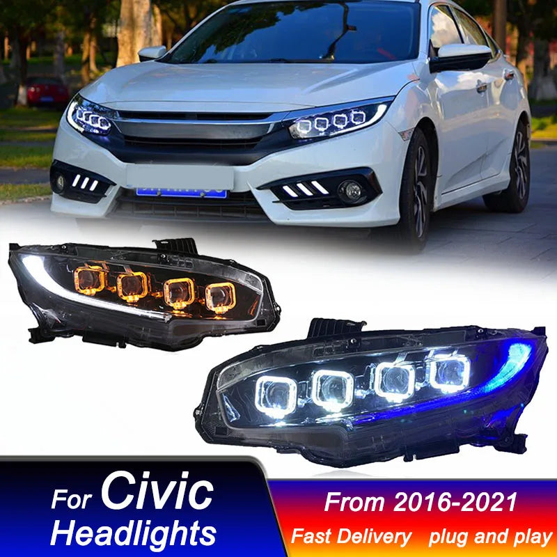Rapid Vehicles Car Led Headlights For Honda CIVIC 2016-2021 Bugatti style full LED Head Lamp...