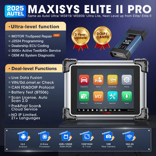 Rapid Vehicles Autel Maxisys Elite II Pro Car Diagnostics Tool J2534 ECU Programming ECU Coding...