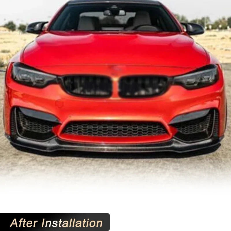 Rapid Vehicles For BMW F80 M3 F82 F83 M4 2014-2019 Carbon Fiber Car Front Bumper Lip Spoiler Add...