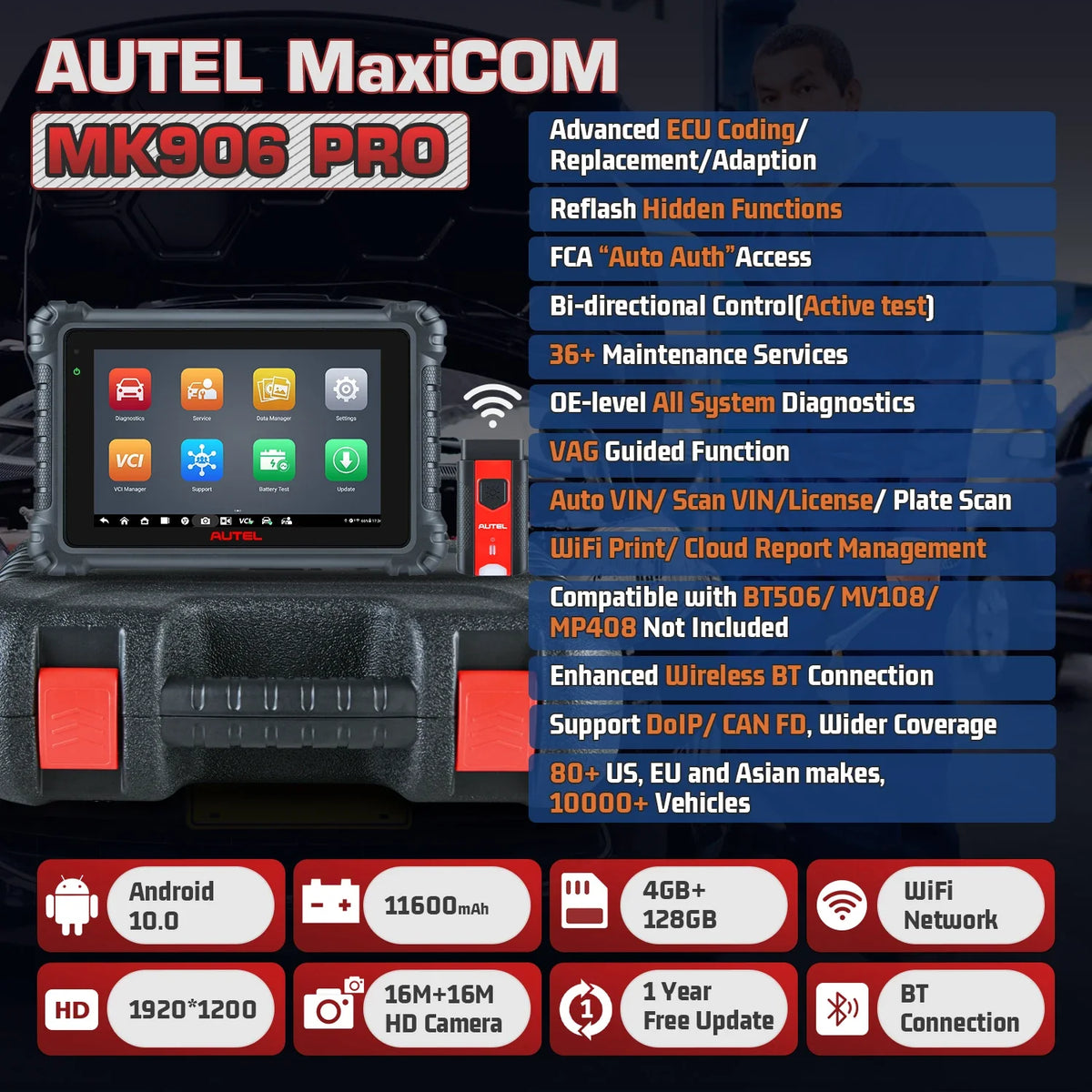 Rapid Vehicles Autel MK906 PRO MK906Pro Автомобильный диагностический инструмент с аппаратным...