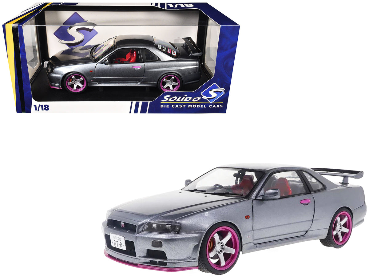 Rapid Vehicles 1999 Nissan Skyline GT-R (R34) RHD (Right Hand Drive) Silver Metallic with Purple...