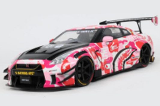 STM Diecast Solido 2024 Nissan GT-R (R35) W/ Liberty Walk Body Kit 2.0 Red Pink White 1:18