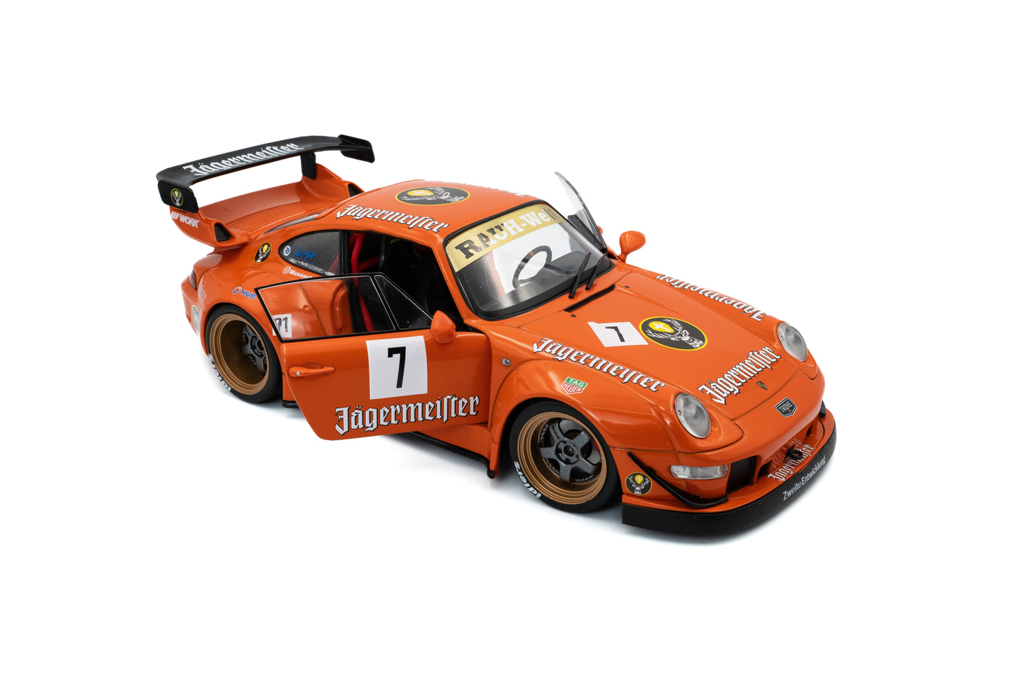 Solido 2020 Porsche 993 RWB Bodykit #7 Jagermeister Orange 1:18