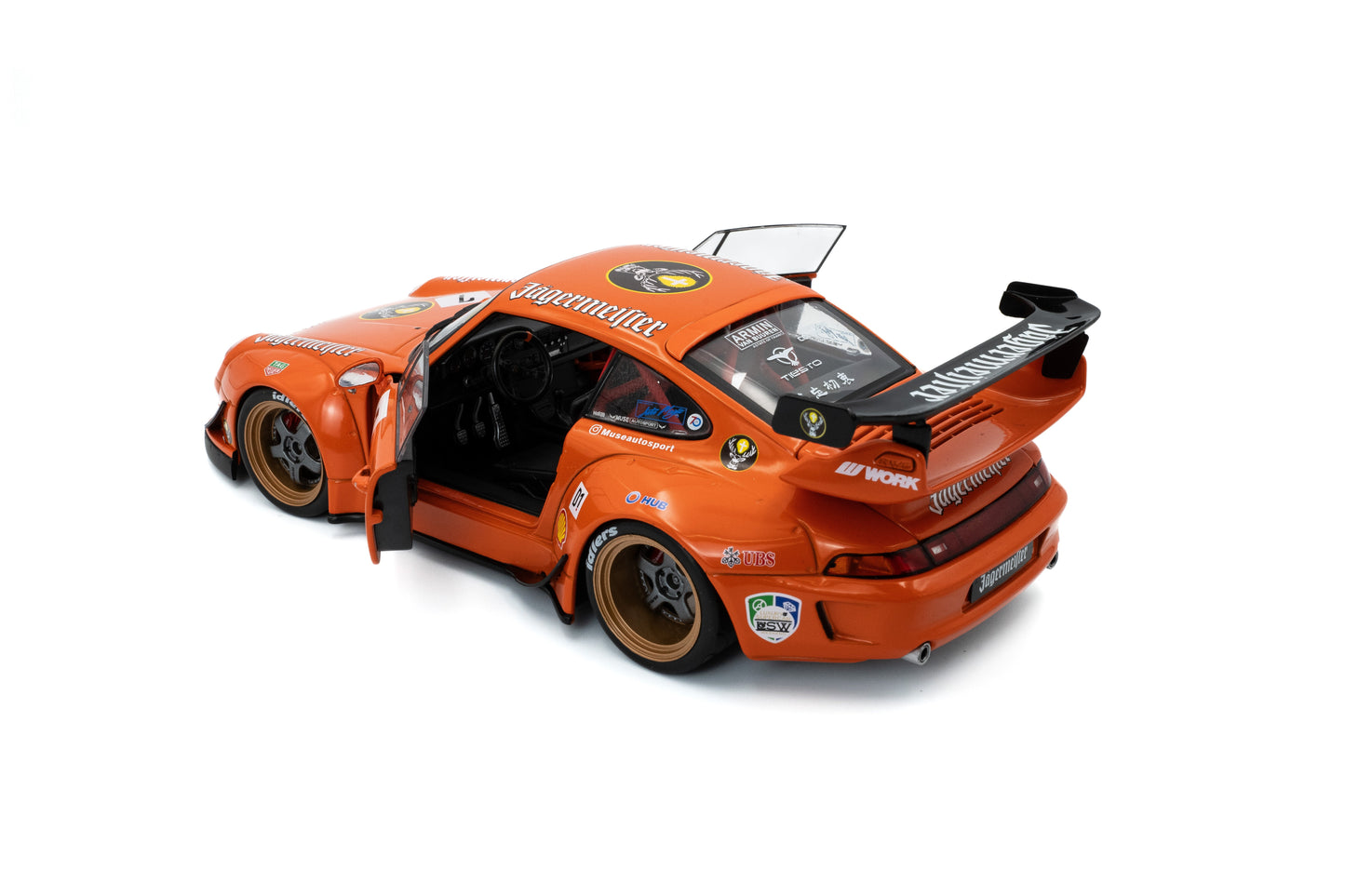 Solido 2020 Porsche 993 RWB Bodykit #7 Jagermeister Orange 1:18