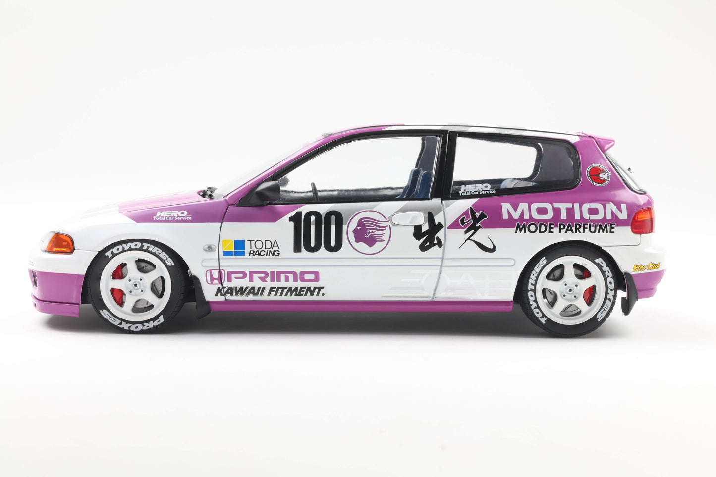 Solido 1991 Honda Civic EG6 Hatchback Kaido Racer White Purple 1:18