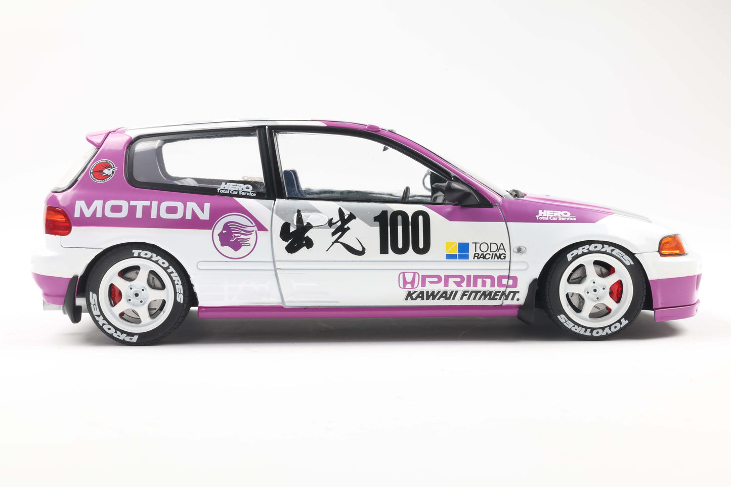Solido 1991 Honda Civic EG6 Hatchback Kaido Racer White Purple 1:18