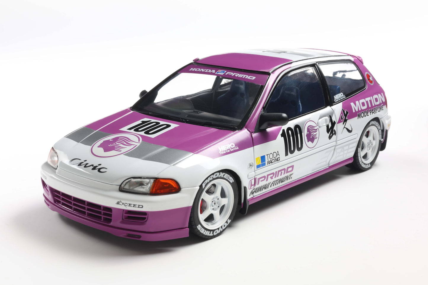 Solido 1991 Honda Civic EG6 Hatchback Kaido Racer White Purple 1:18