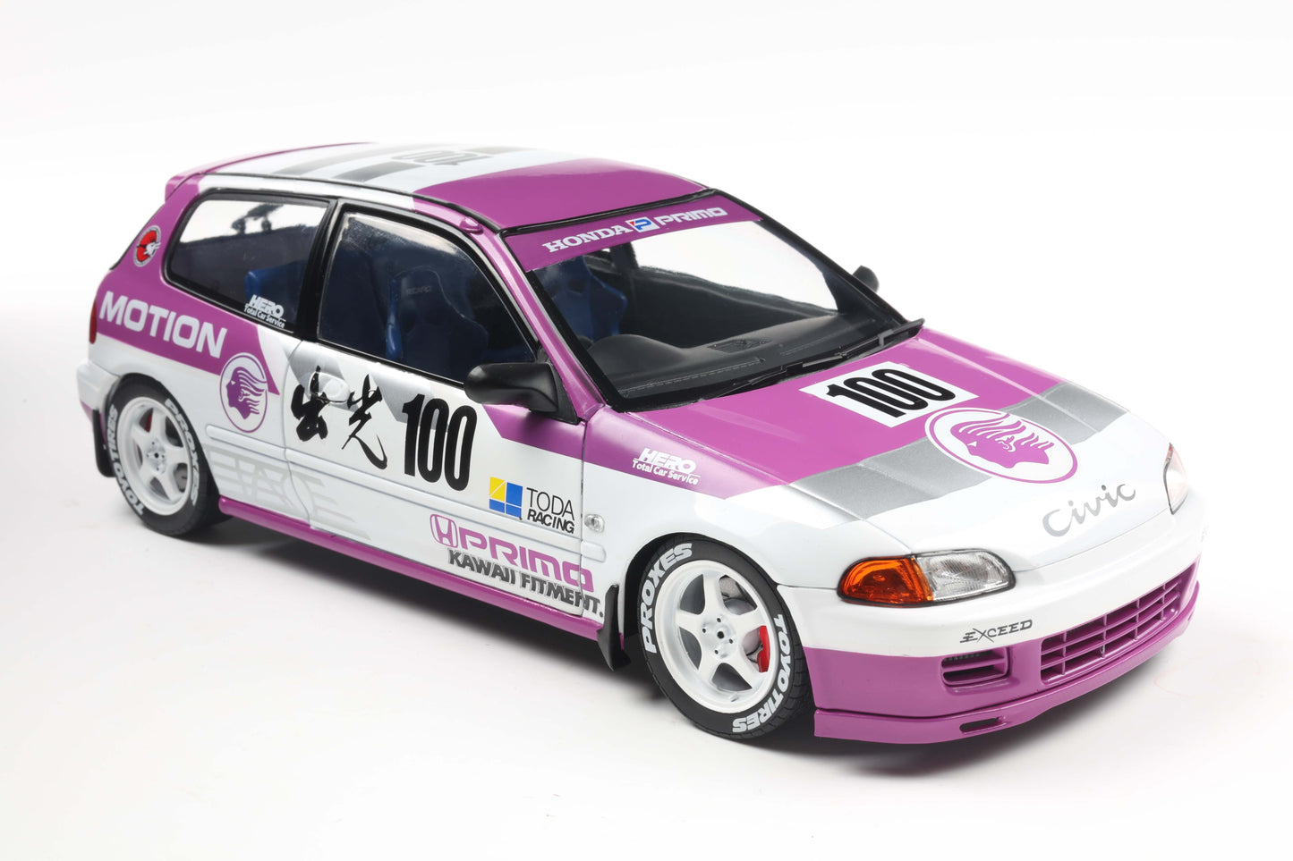 Solido 1991 Honda Civic EG6 Hatchback Kaido Racer White Purple 1:18