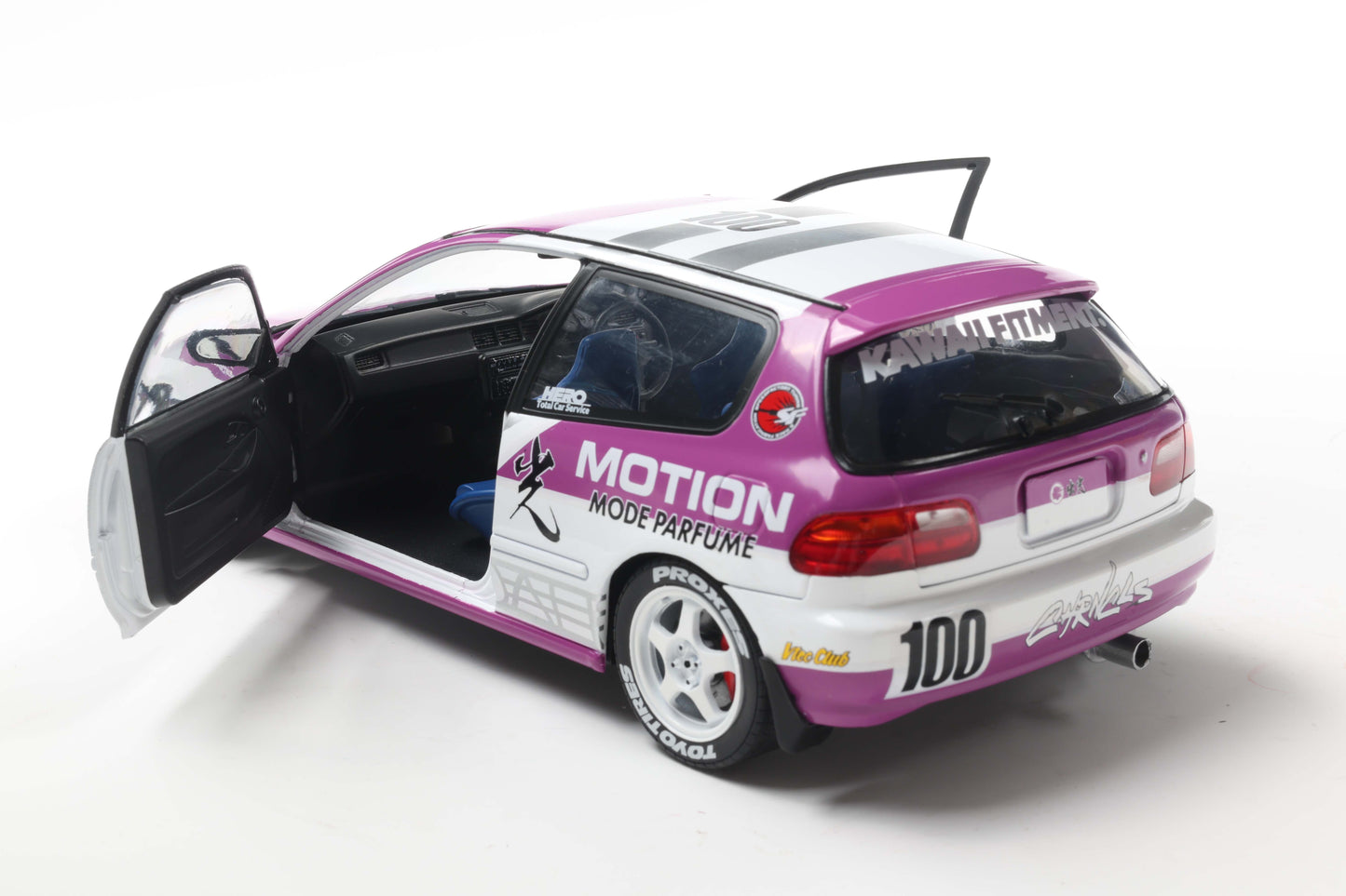Solido 1991 Honda Civic EG6 Hatchback Kaido Racer White Purple 1:18