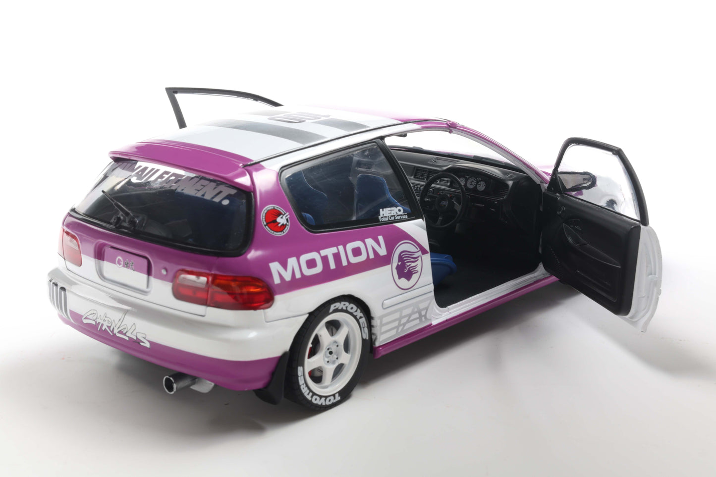 Solido 1991 Honda Civic EG6 Hatchback Kaido Racer White Purple 1:18