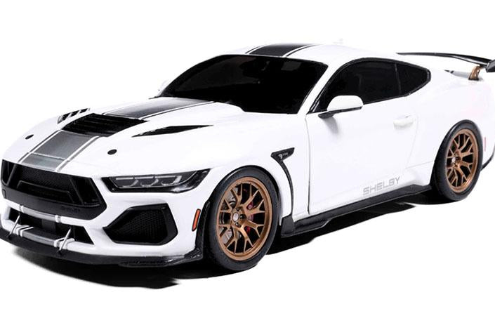 STM Diecast Solido 2025 Ford Shelby Mustang Super Snake White with Grey Stripes 1:18