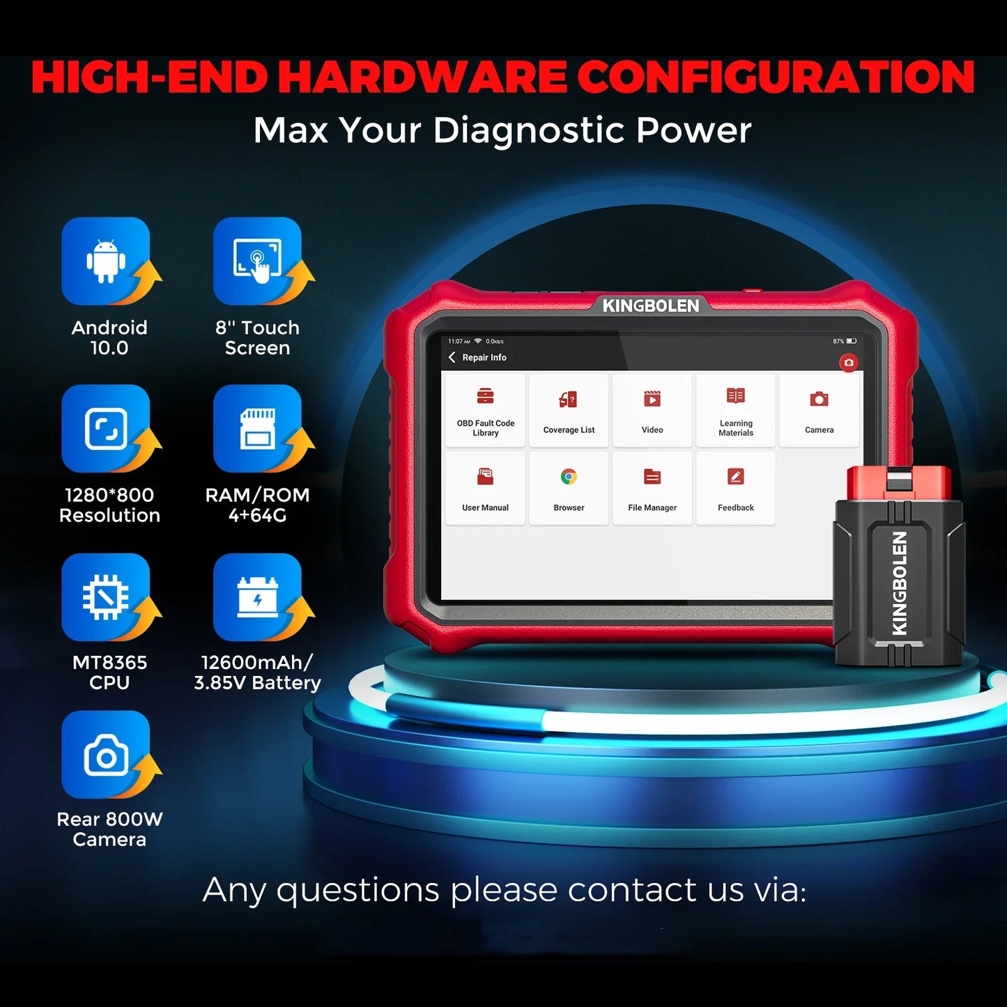 [Lifetime Free Update] KINGBOLEN K8 PRO ELITE Auto Diagnostic Tool Full System ECU Coding 40 Service Bidirectionnal OBD2 Scanner